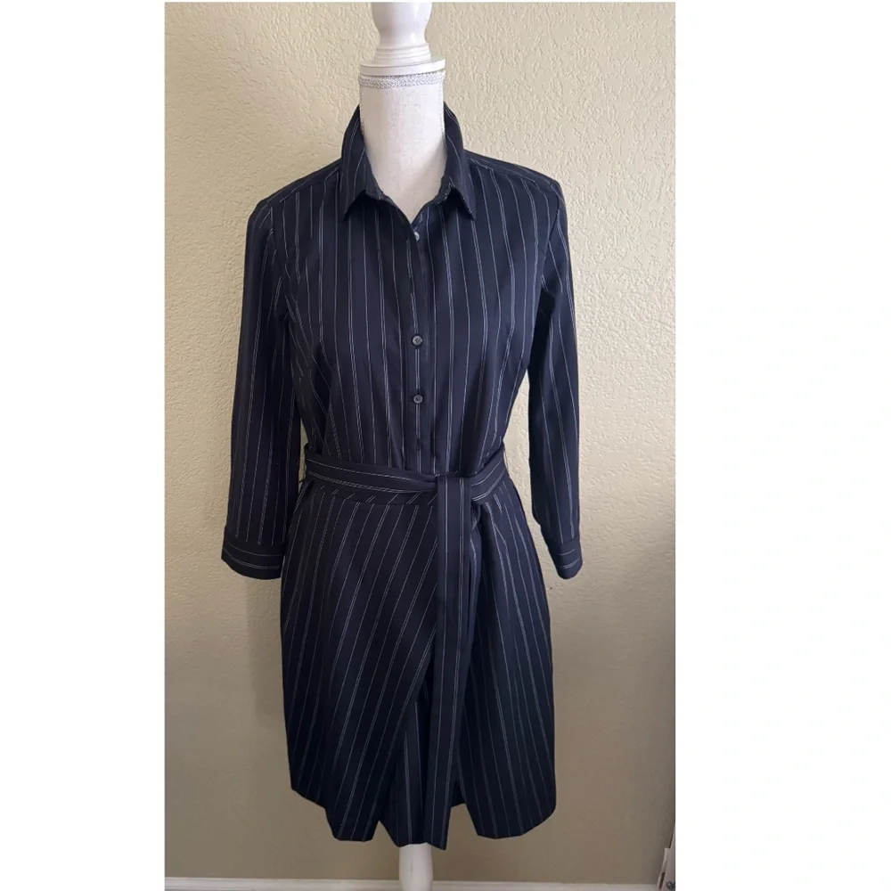 Banana Republic Banana Republic Pinstripe 
Tie-Waist Shirtdress. Size: 6 - Picture 3 of 12